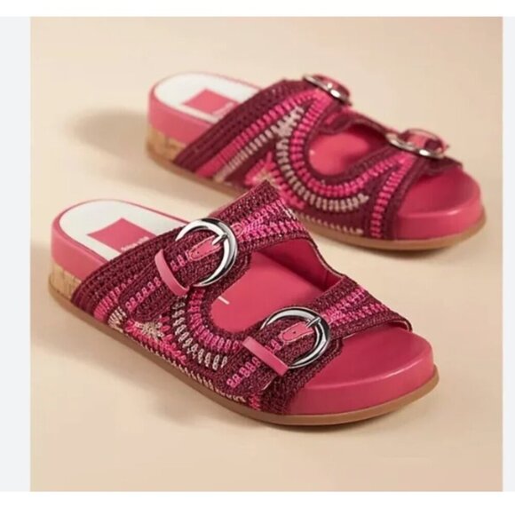 Dolce Vita Ralli Sandals Magenta Pink Boho Spring Knit Woven Size 7.5 - Picture 1 of 7